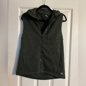 Eddie Bauer Hooded Fleece Vest in Olive Green